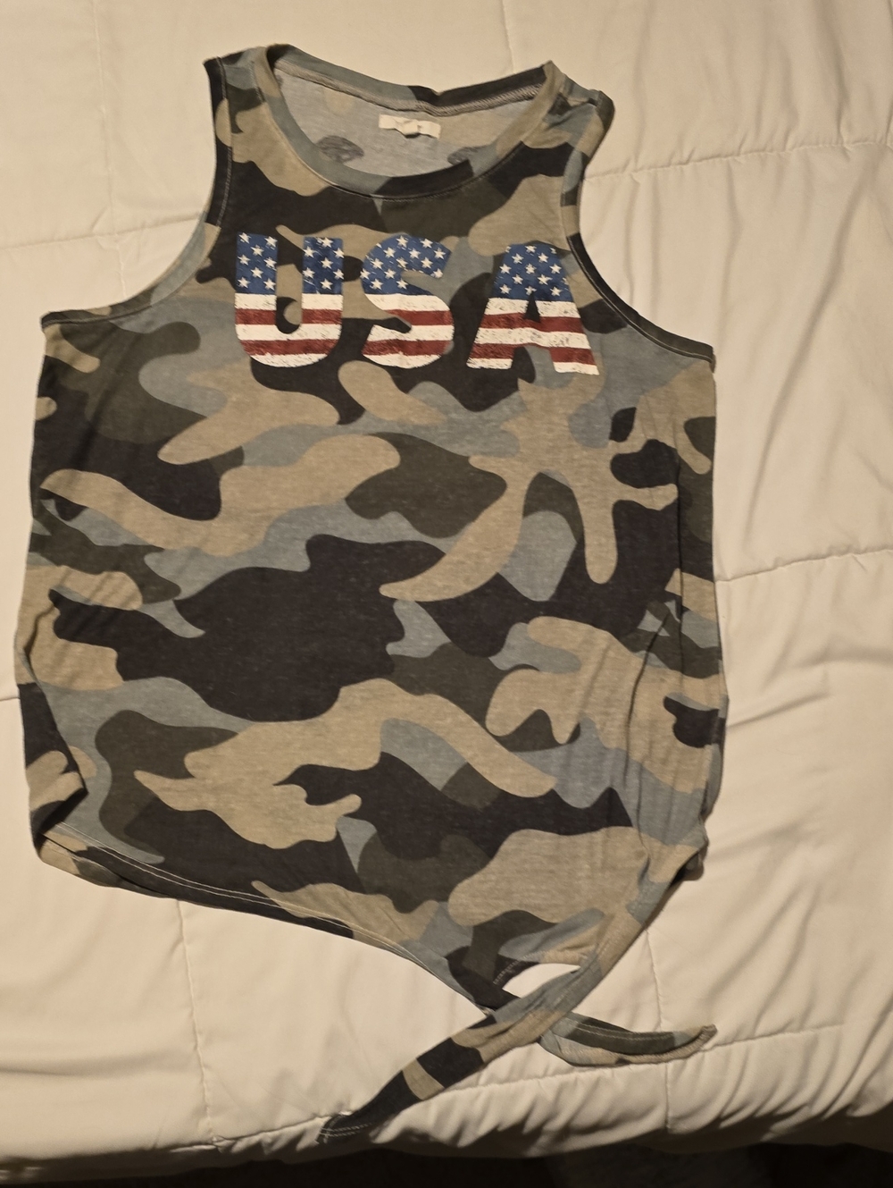 Maurices Camo Tank Top with USA Flag Graphic